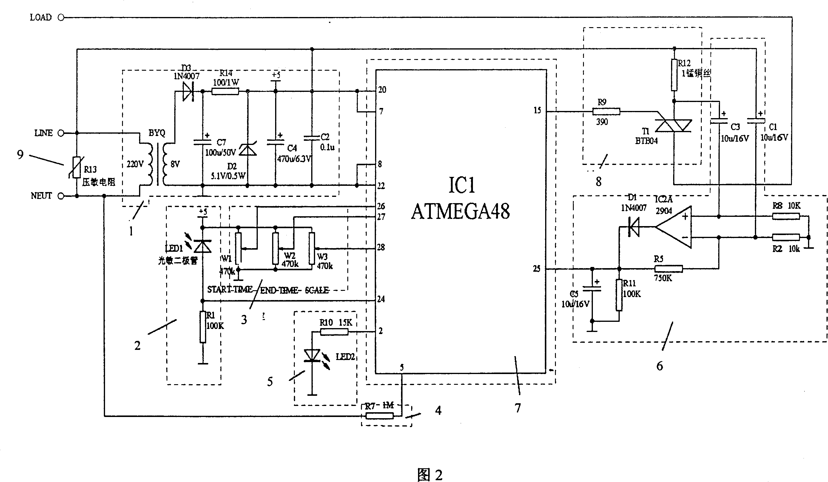 Intelligent light time controller and control method for outdoor spotlight