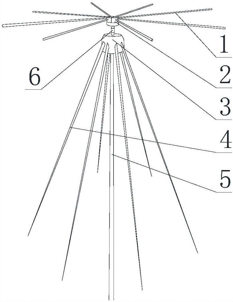 Discone antenna with freely rotatable end