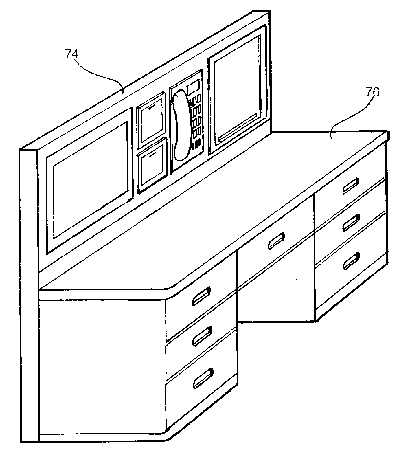 Office furniture system with integral electronic components