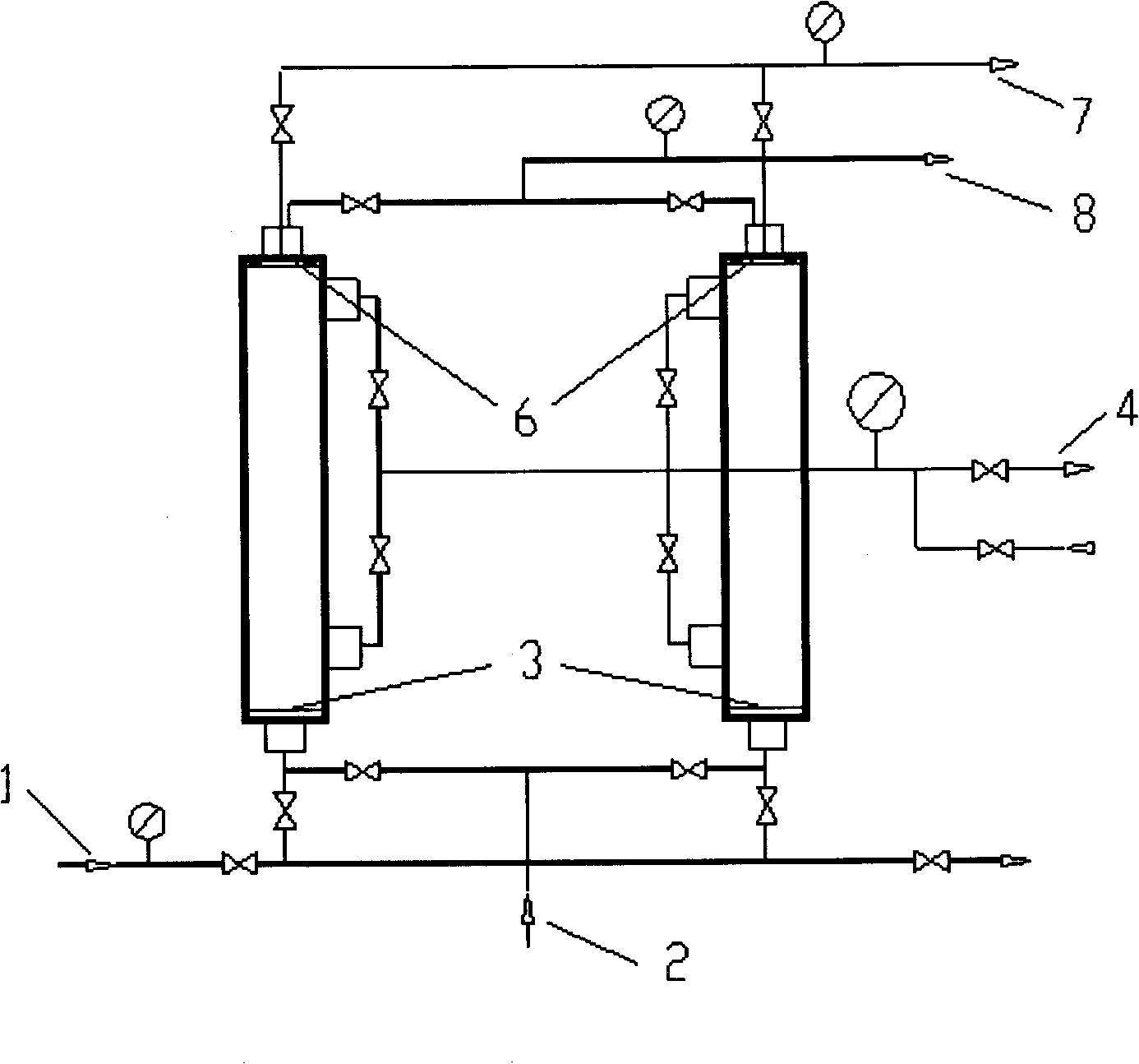 Gas drive membrane separation method and membrane separation device