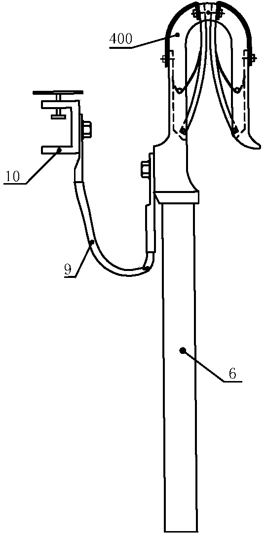 Universal ground lead for 110 kilovolt overhead line strain tower