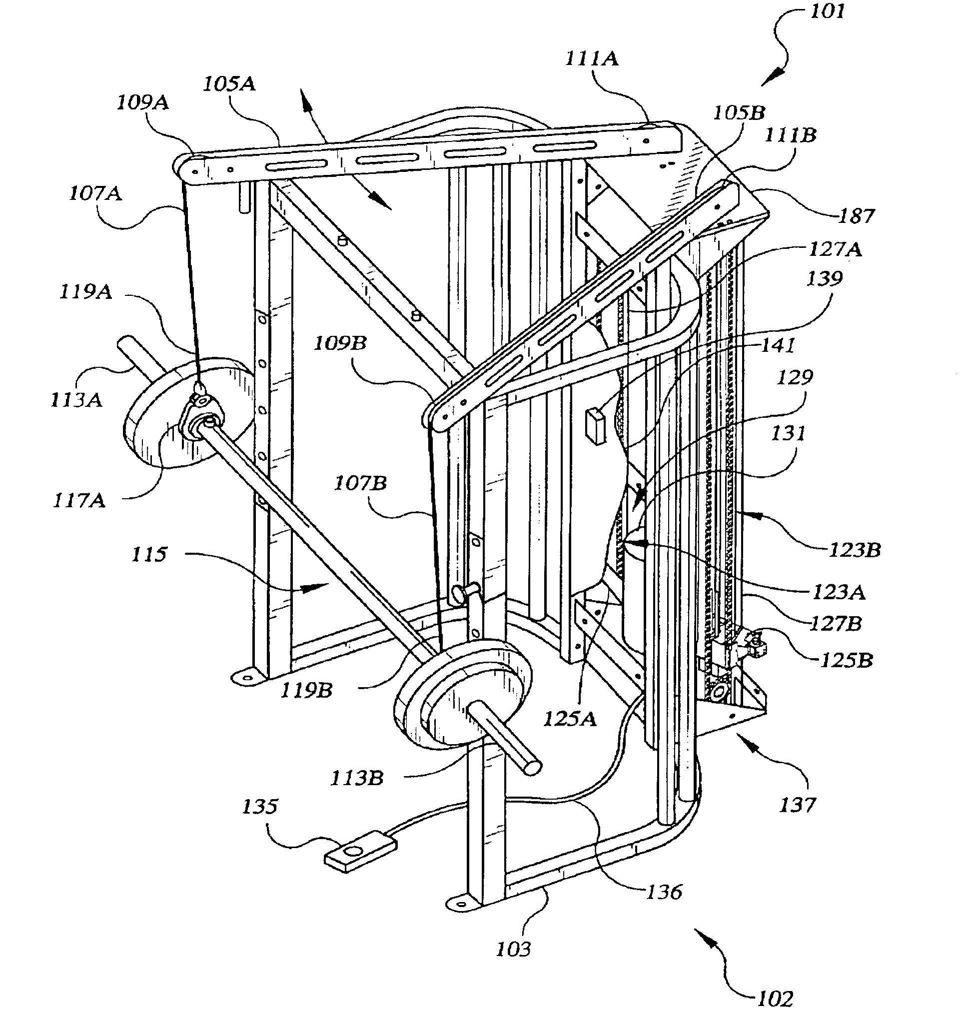 Self-spotting apparatus for free-weights