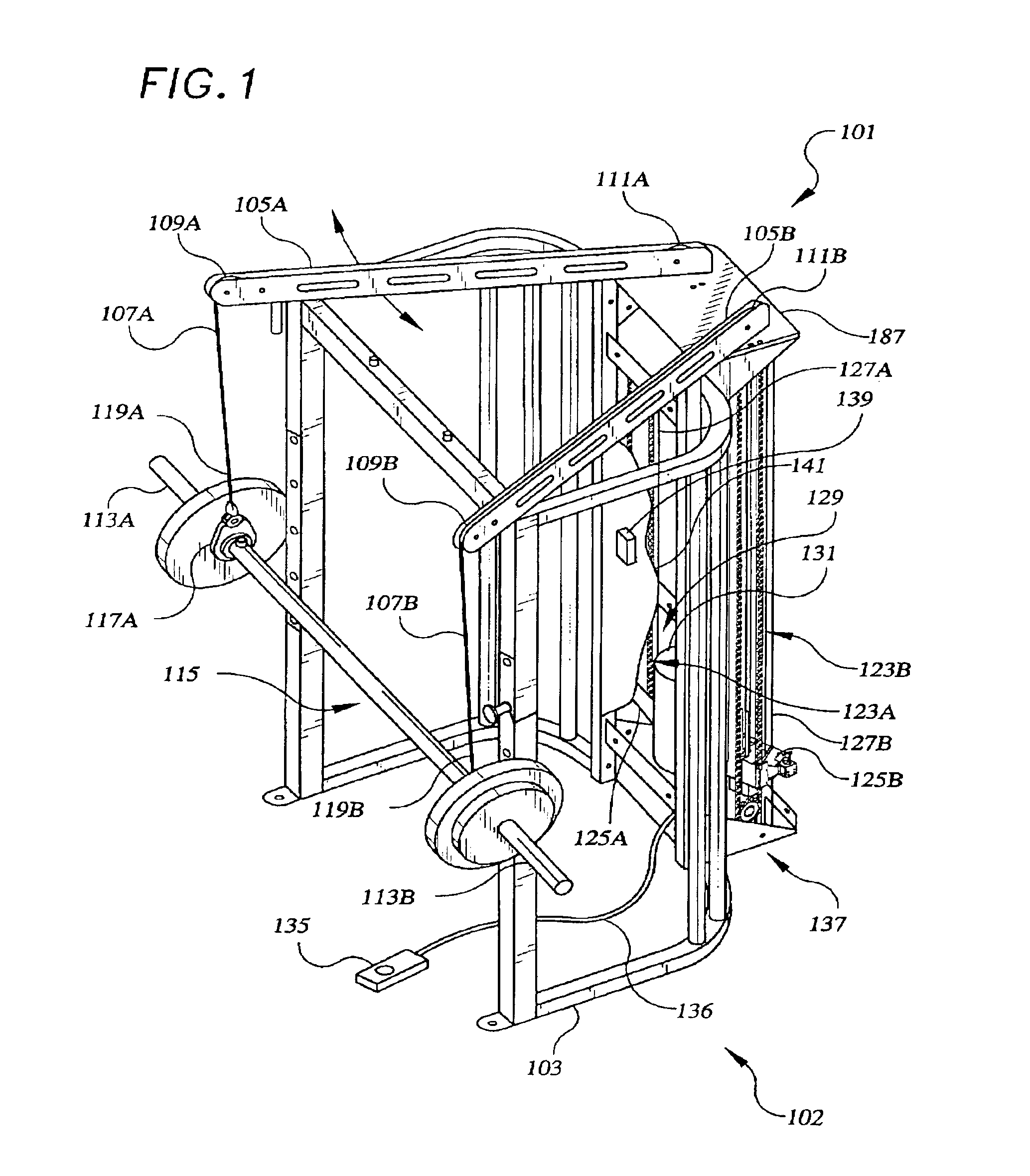 Self-spotting apparatus for free-weights