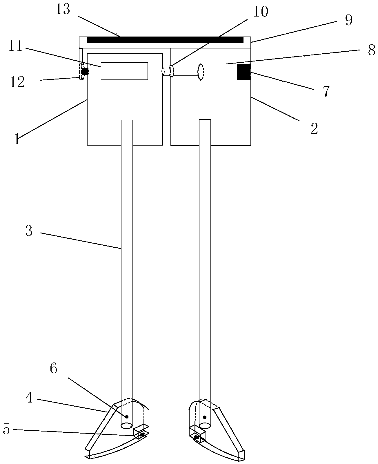 Narrow-foot type passive walking device and control method thereof