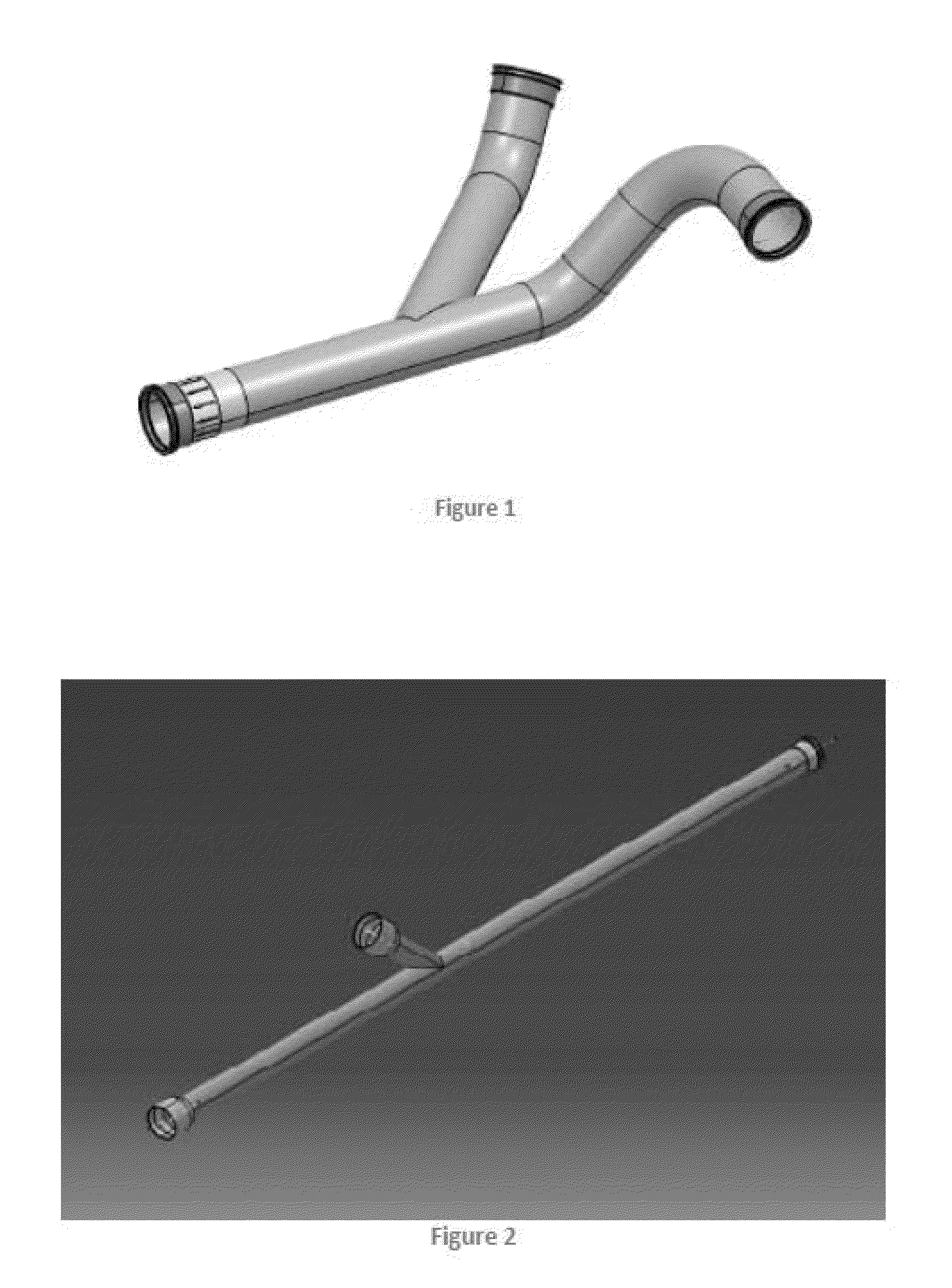 Composite waste and water transport elements and methods of manufacture for use on aircraft