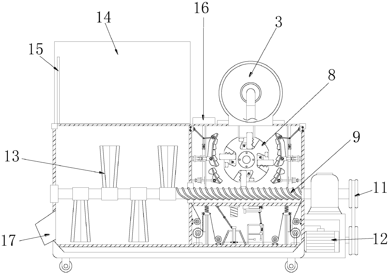 A self-priming horizontal feed grinding mixer