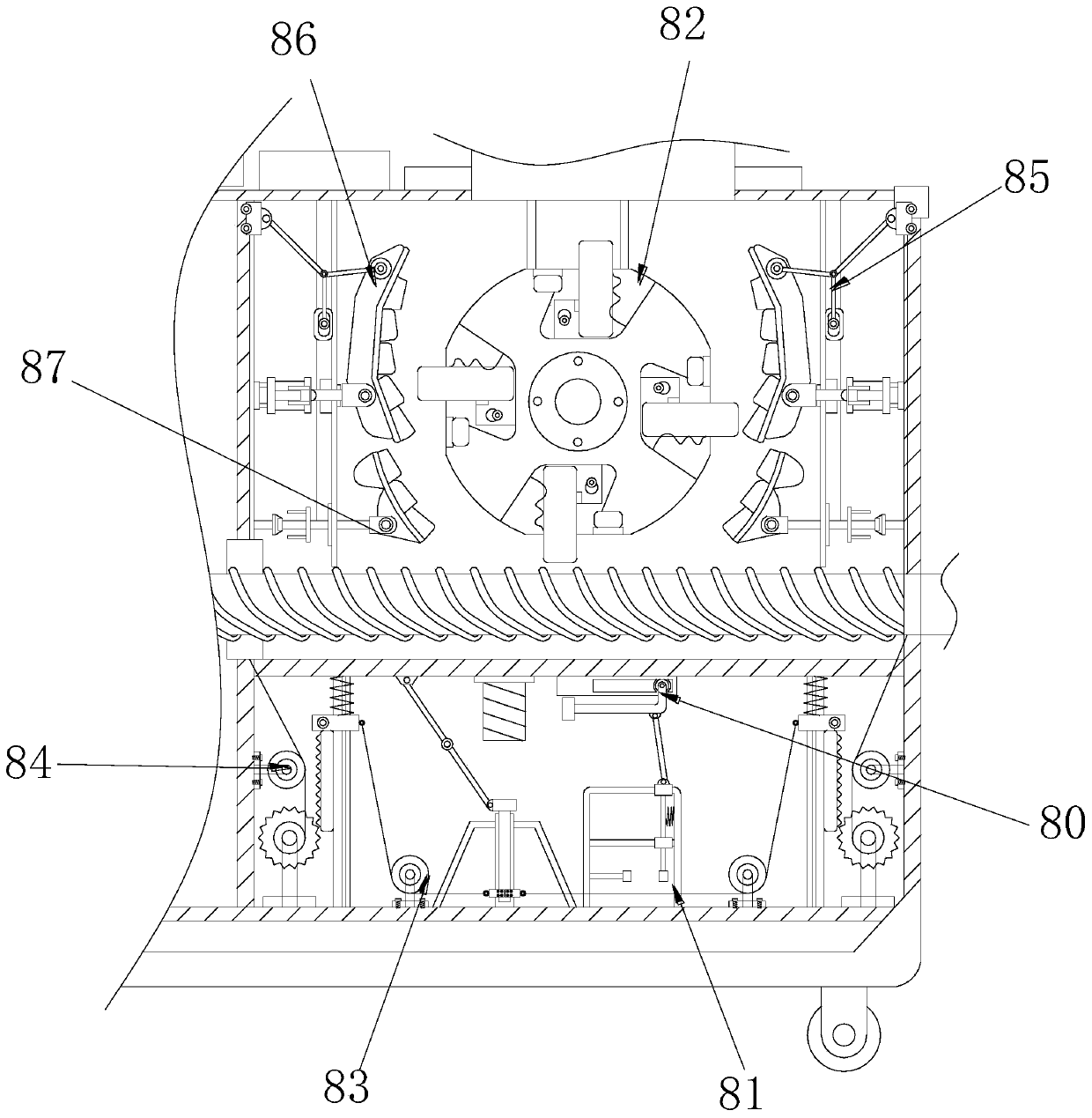 A self-priming horizontal feed grinding mixer