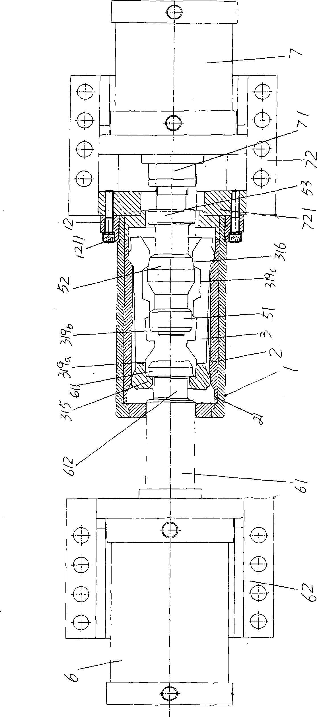 Matched mould locking mechanism of hollow plastic forming machine