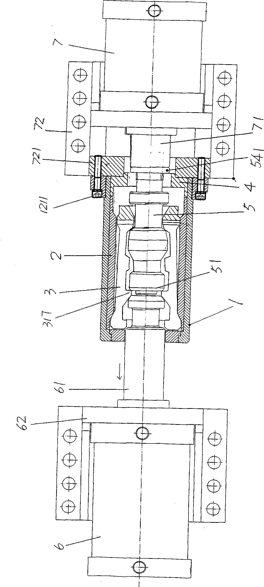 Matched mould locking mechanism of hollow plastic forming machine