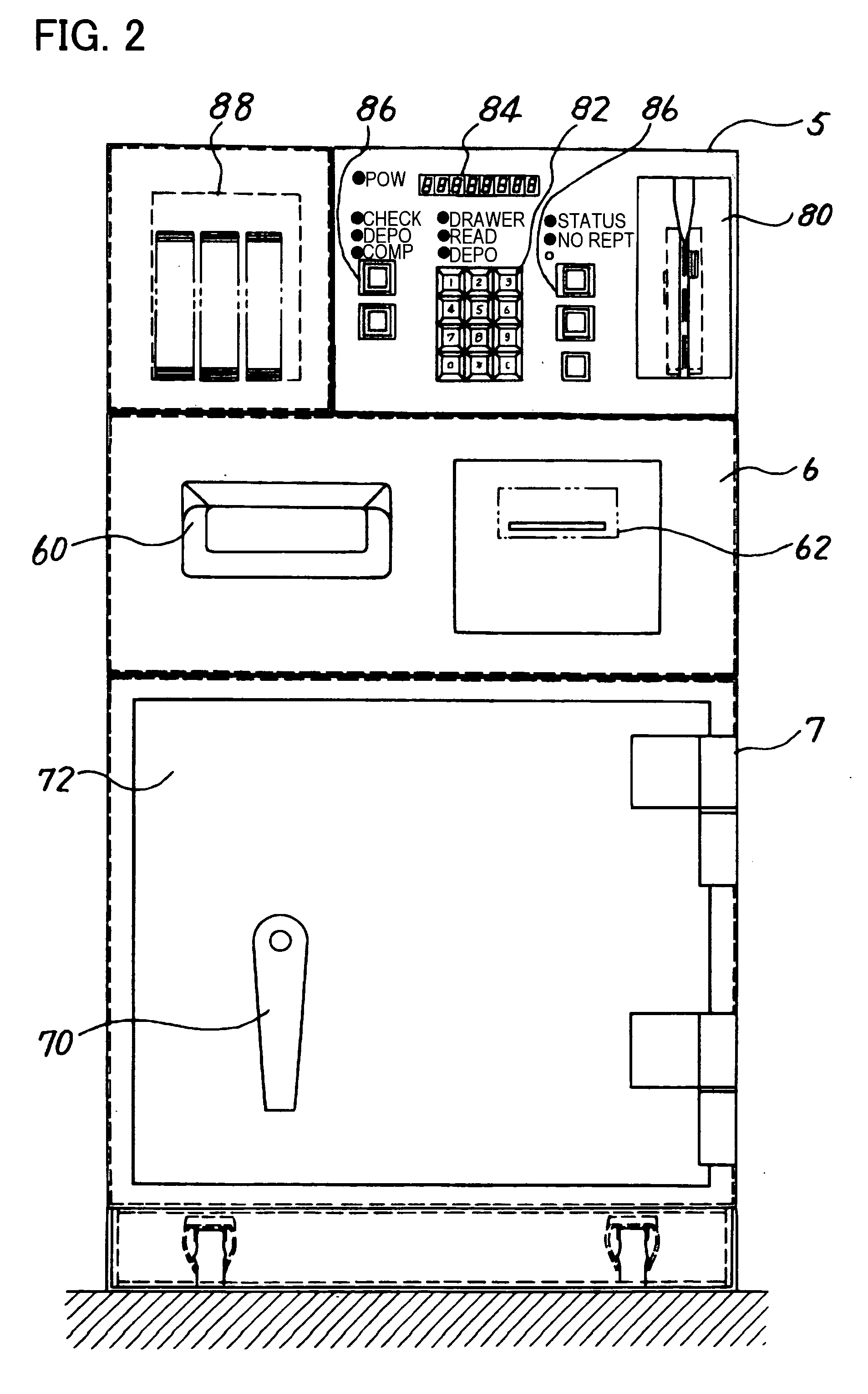 Safe for deposits, method of control of safe for deposits, deposit system utilizing safe for deposits, and method for same