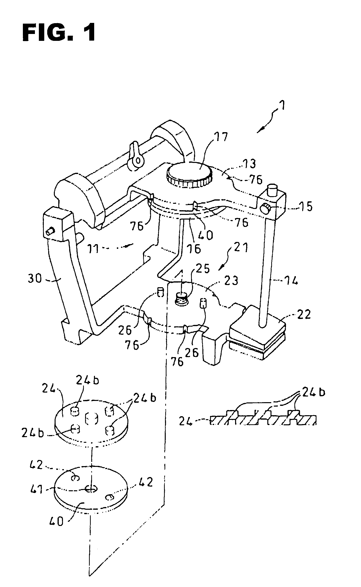 Dental articulator, method for producing dentures and method for adjusting the articulator in occlusion height in preparing the dentures