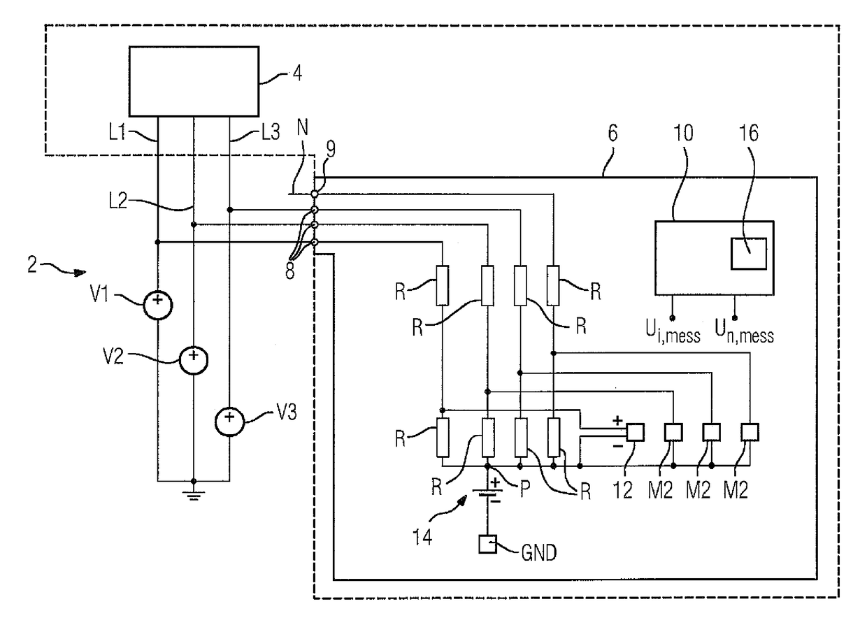 Method for determining the supply voltages of a load, and load