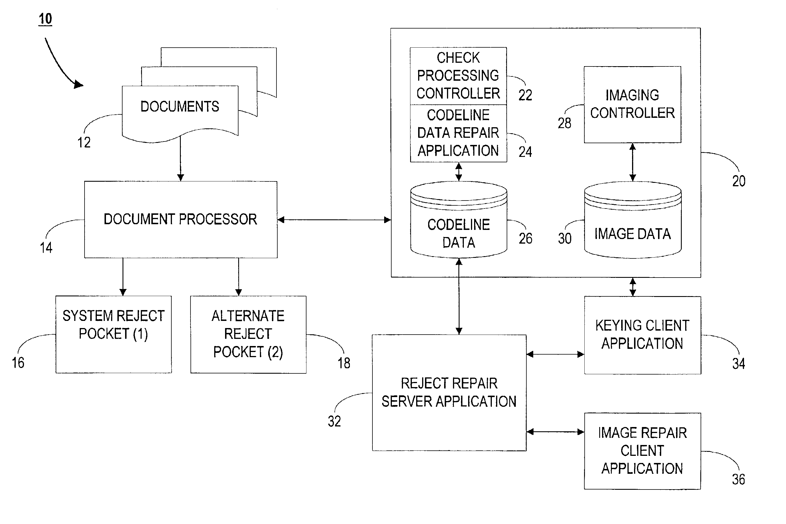 Image enabled reject repair for check processing capture