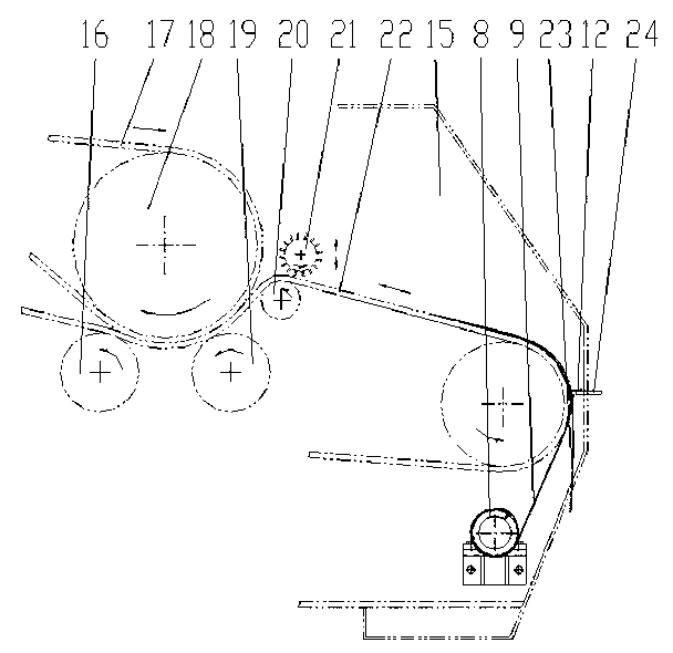 Auxiliary extension device of through-type wringing machine