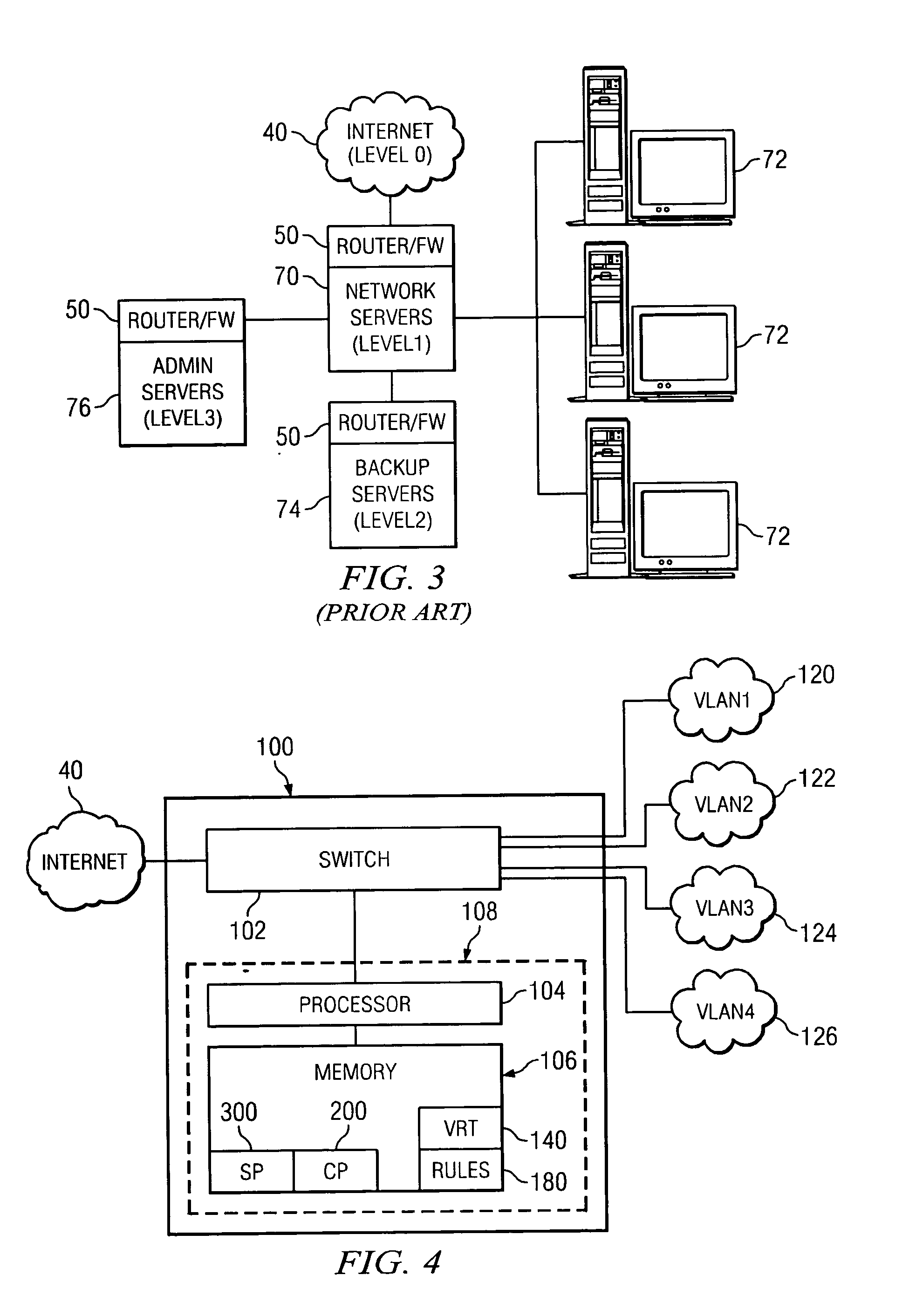 VLAN router with firewall supporting multiple security layers