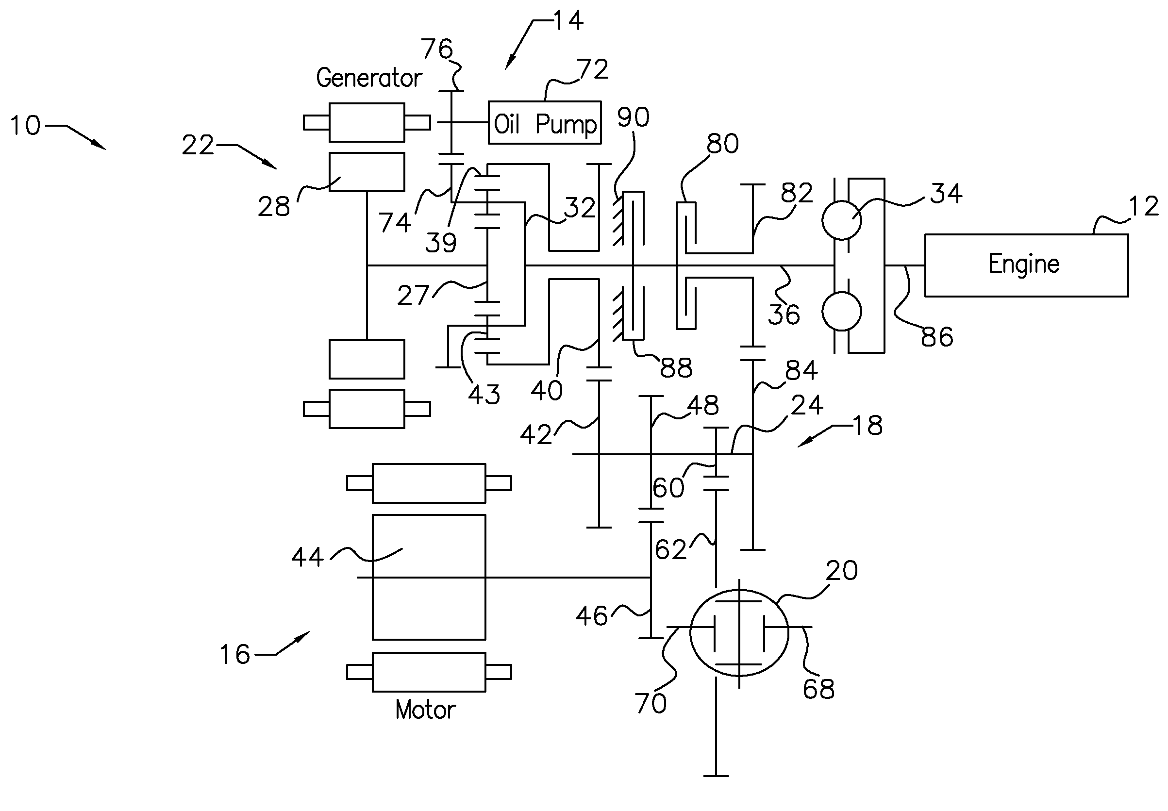 Powersplit powertrain for a hybrid electric vehicle