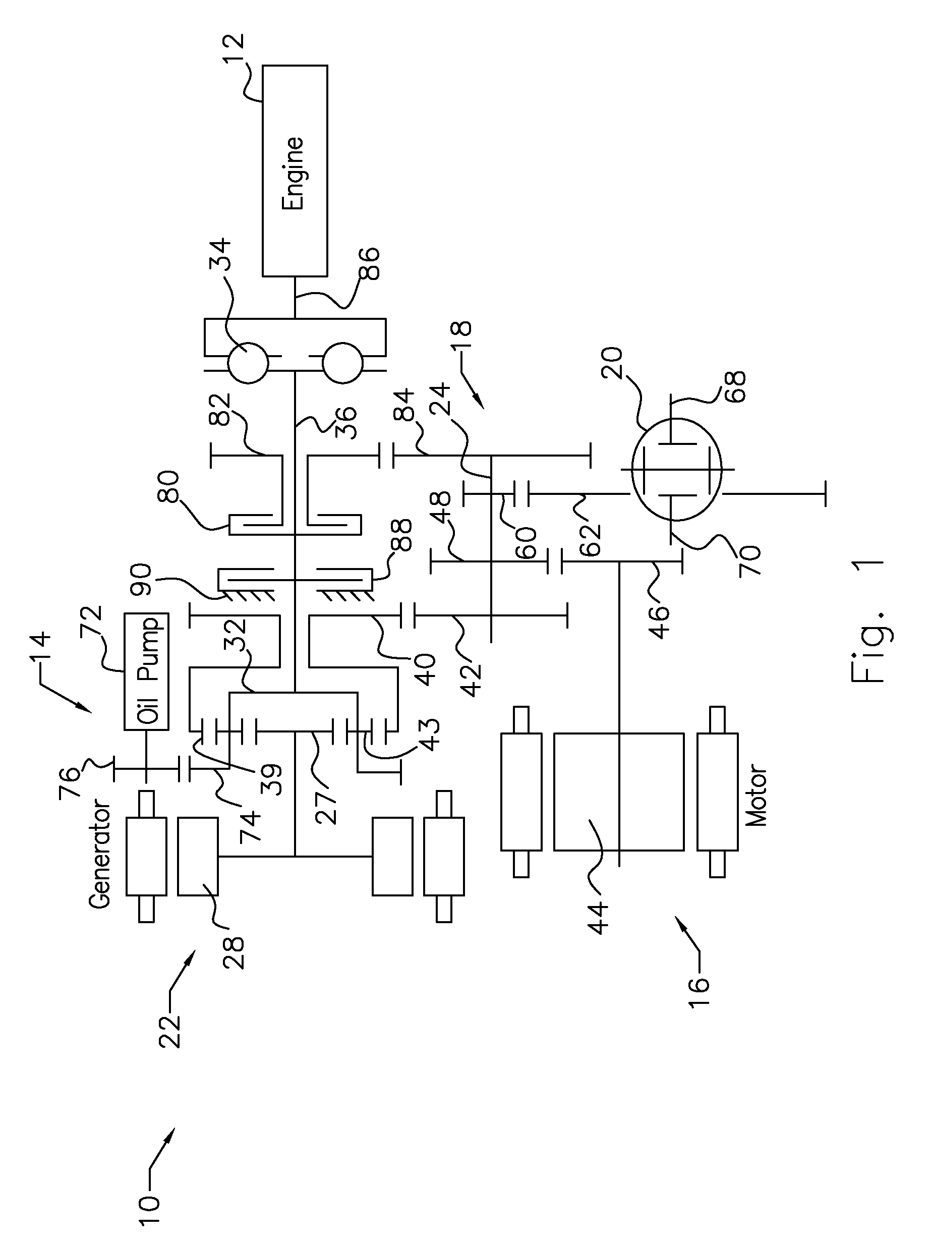 Powersplit powertrain for a hybrid electric vehicle