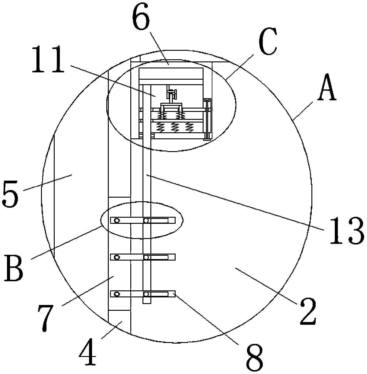 Air inlet structure at top part of shot blasting cleaning machine