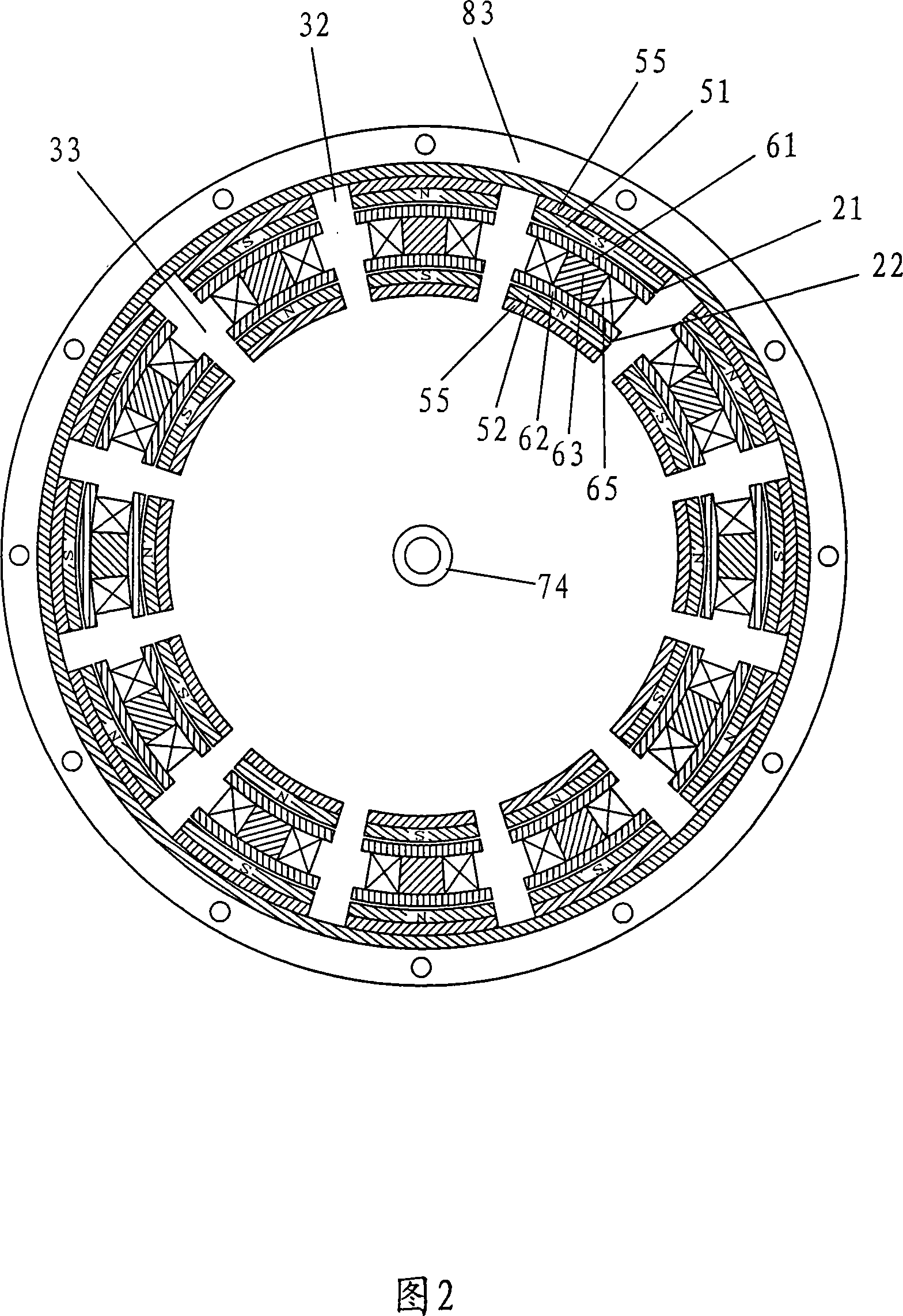 Polyphase brushless electric motor