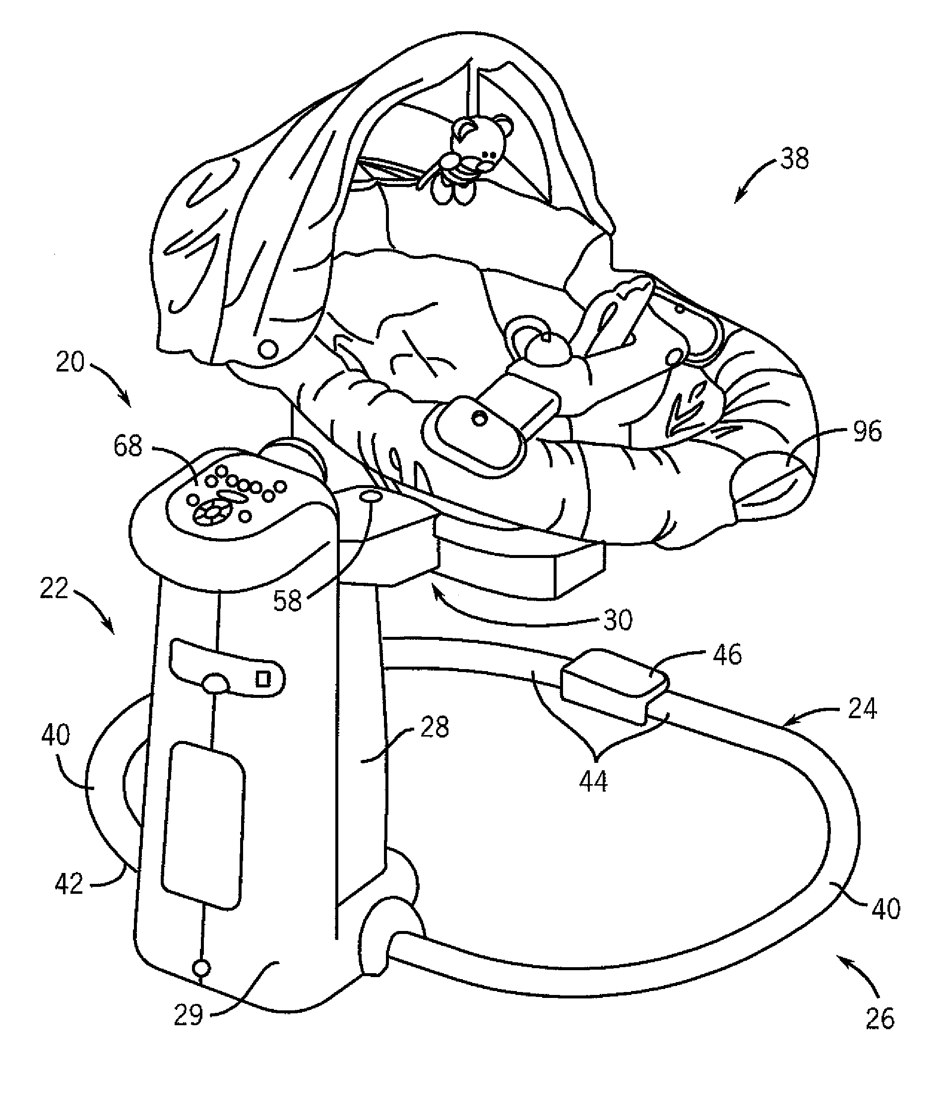 Seat support structure for a child motion device