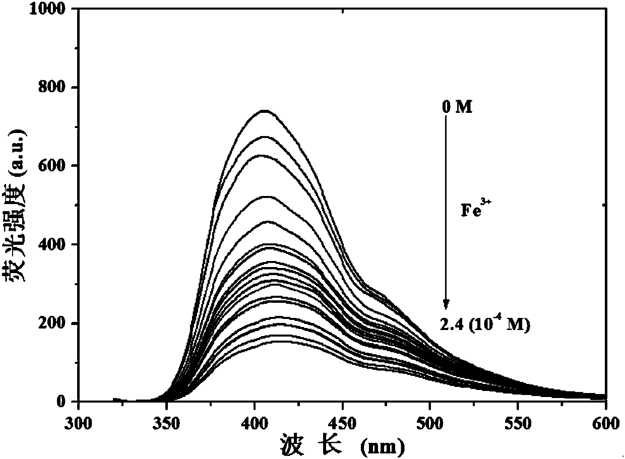 6,8-methano-tetrahydroquinazoline-2-amine schiff base iron ion fluorescence probe, and preparation method and application thereof