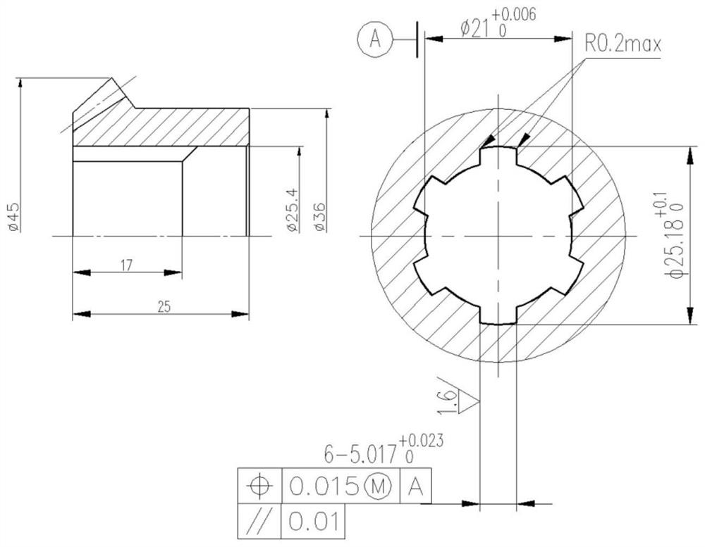 Device and method for machining rectangular splines in hard tooth surfaces