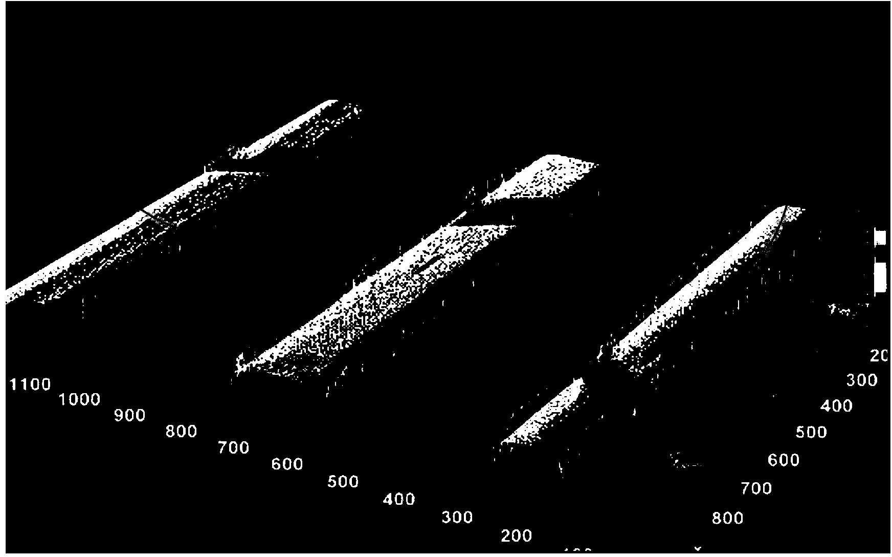 Analysis of the digital image of the external surface of a tyre and processing of false measurement points