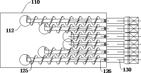 Discharging device and material distributing machine