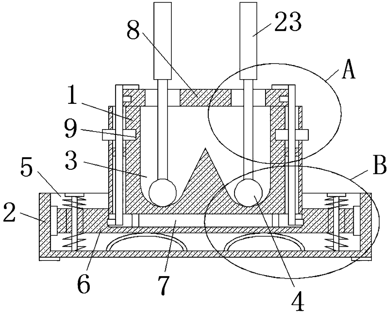 Double-armed medicinal material masher used in pharmacy