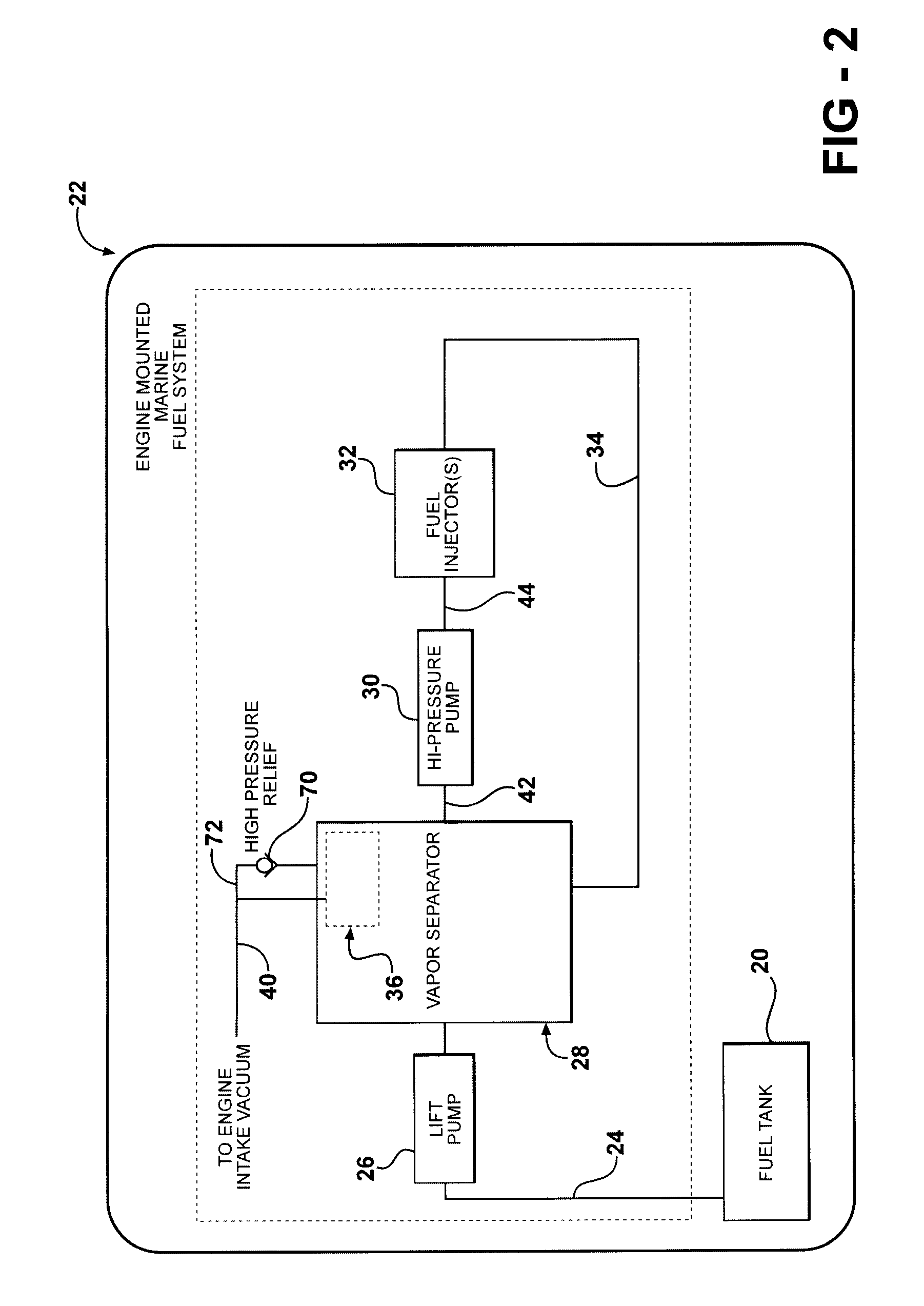 Marine fuel vapor separator with vent control device