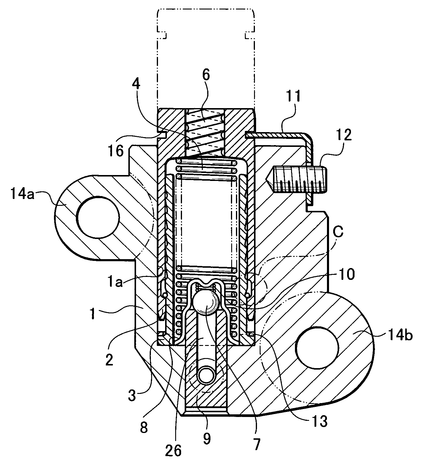 Inner ratchet chain tensioner