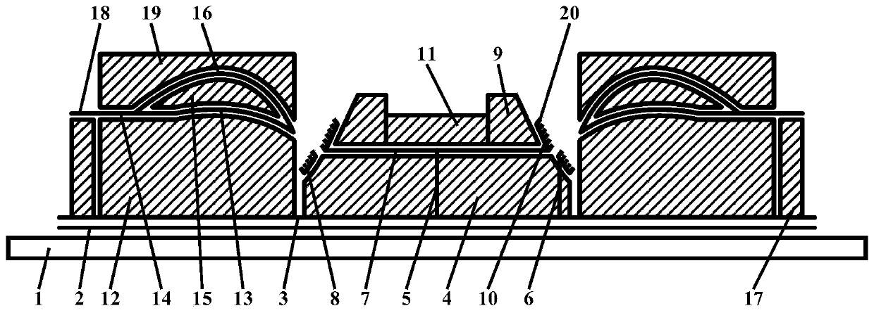 Light-emitting backlight source with scale-like non-continuous-depression inclined-surface cathode double-arch curved flat gating structure