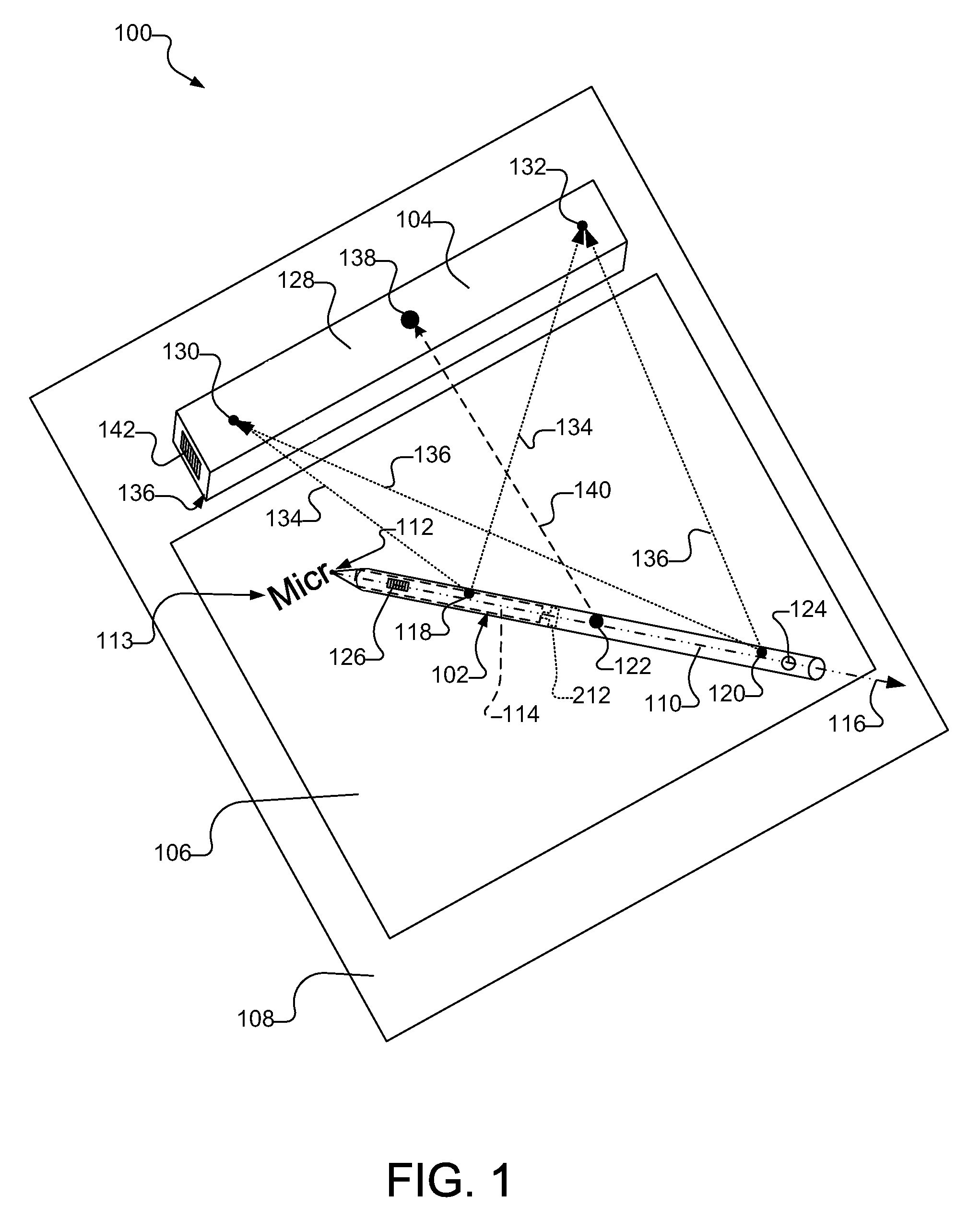 Determining the location of the tip of an electronic stylus