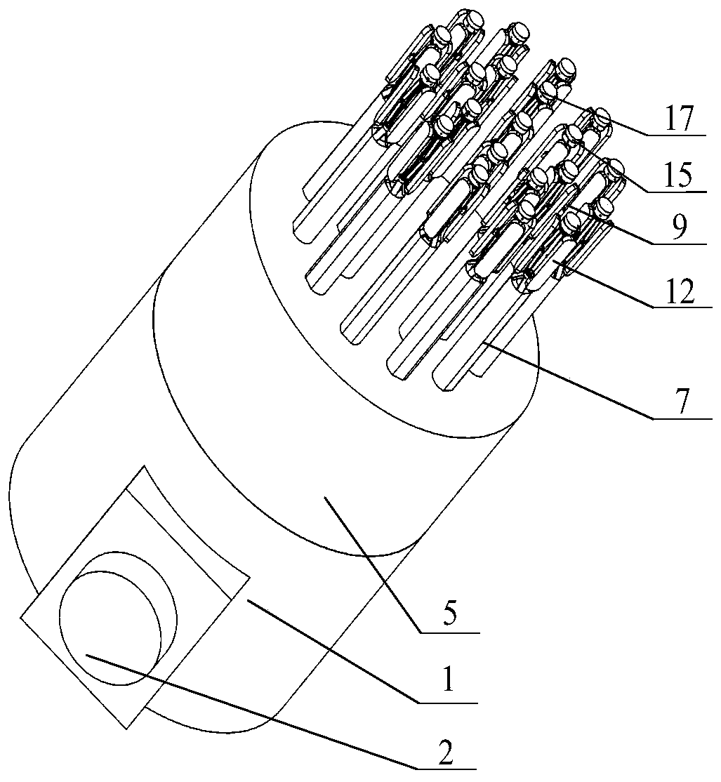 Tendon rope driven expansion grabbing sliding rod self-adaptive robot hand device