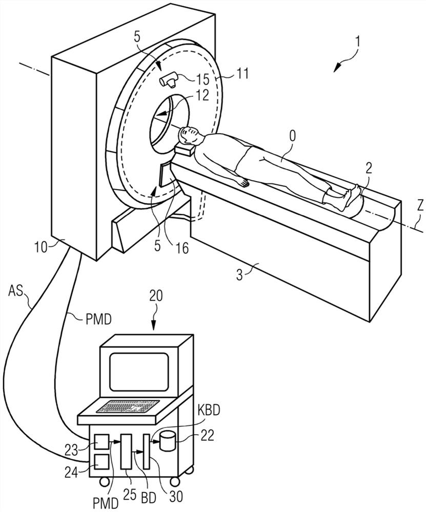 Method and associated apparatus for setting the contrast of a multi-energy CT image representation