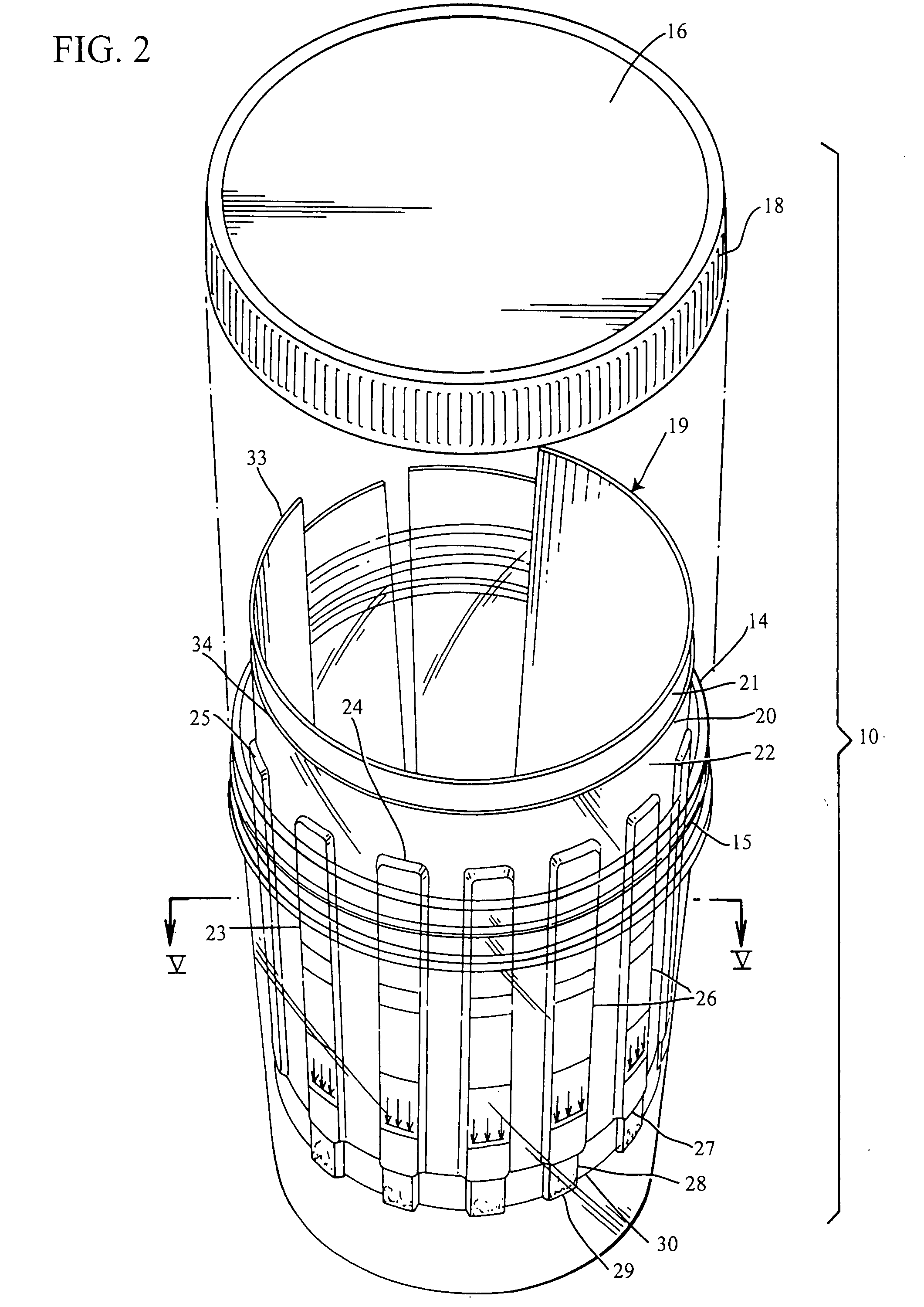 Assay device and process for the testing of fluid samples