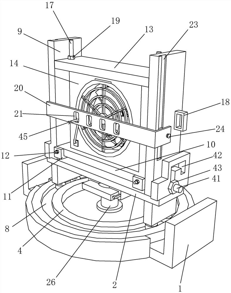 Adjusting frame for household electric fan and mounting method of adjusting frame