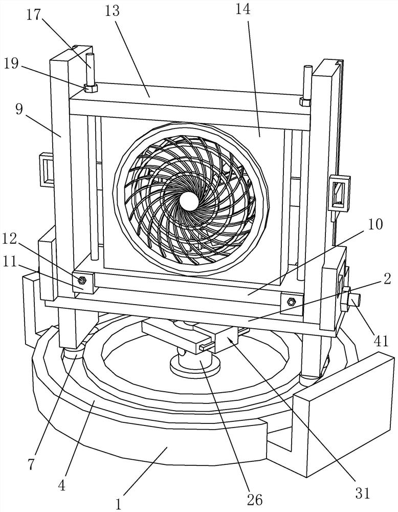 Adjusting frame for household electric fan and mounting method of adjusting frame