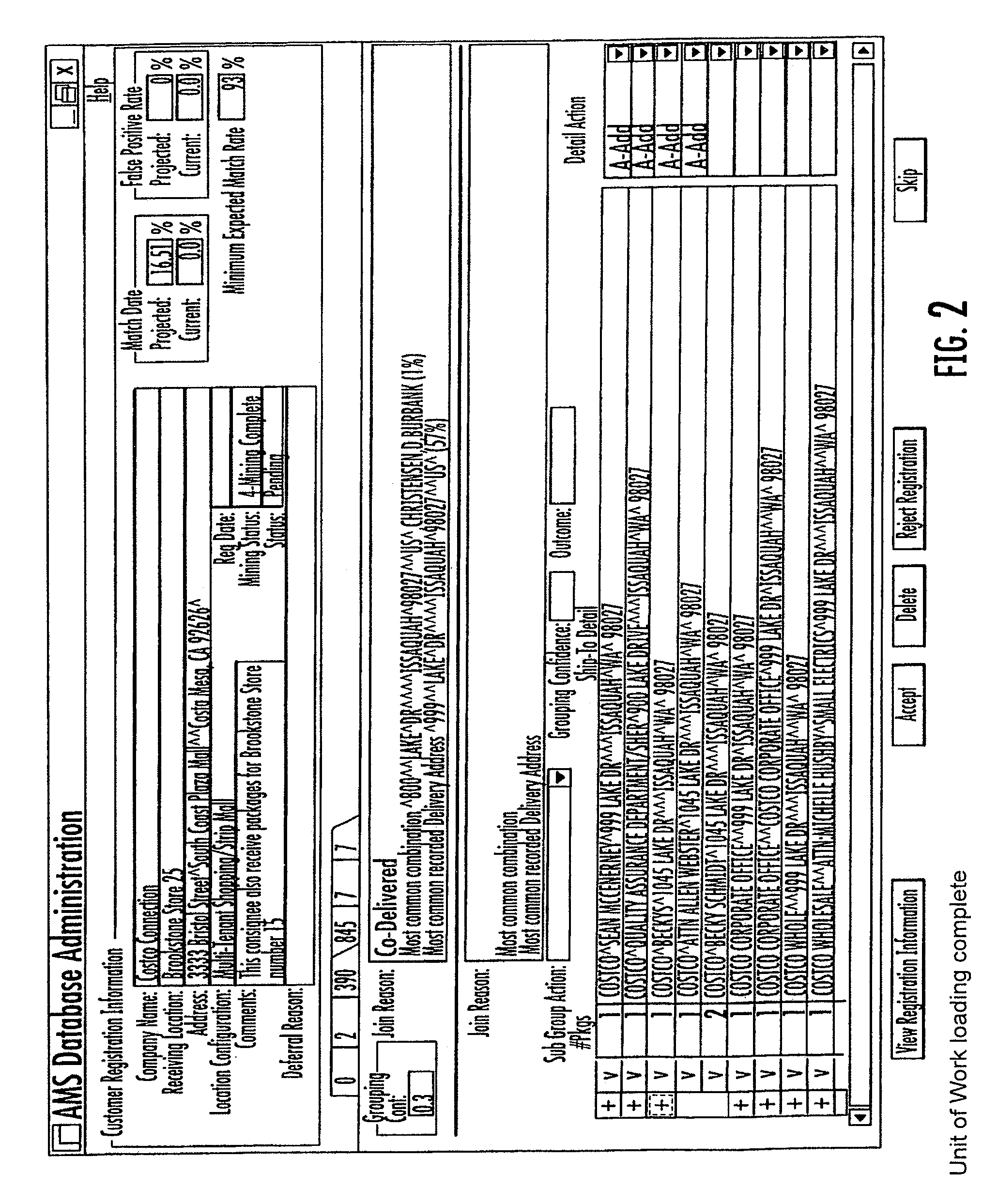 Registration and maintenance of address data for each service point in a territory