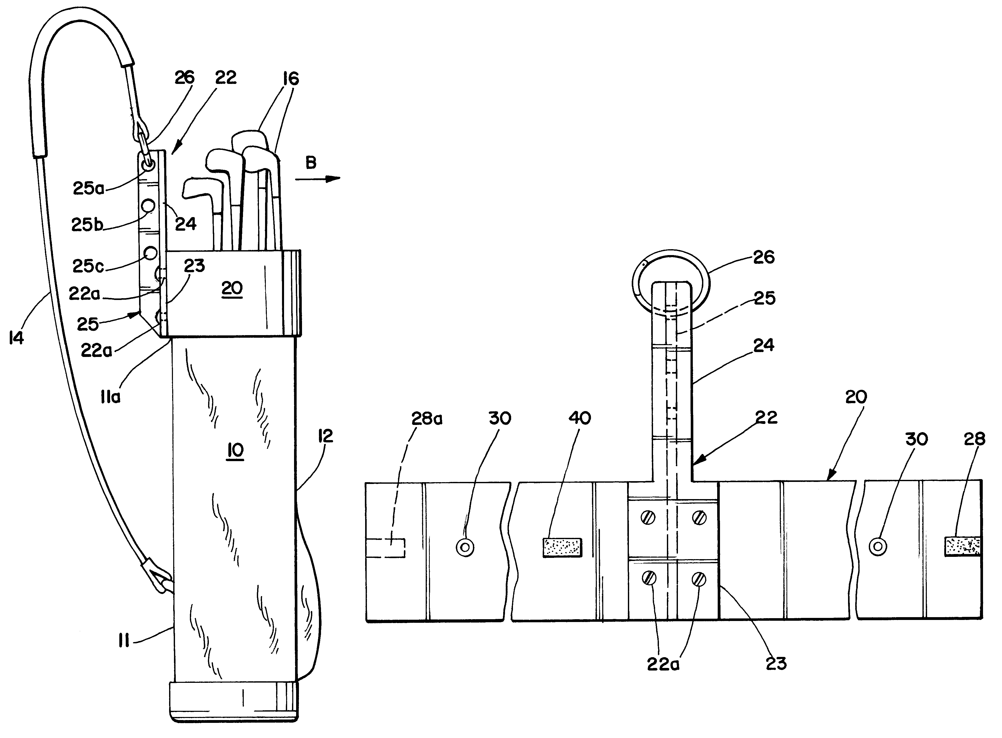 Golf bag balancing attachment and method