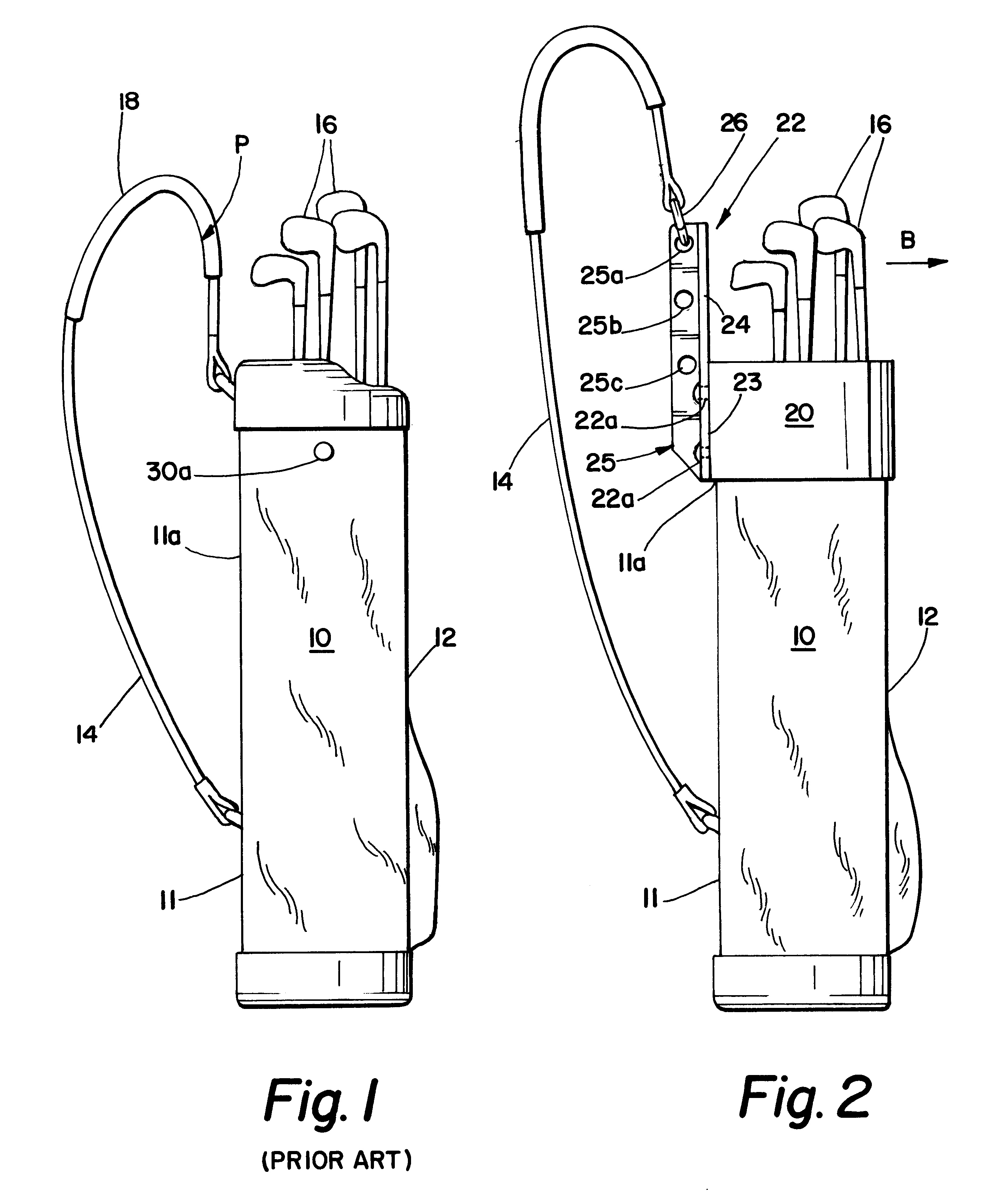 Golf bag balancing attachment and method