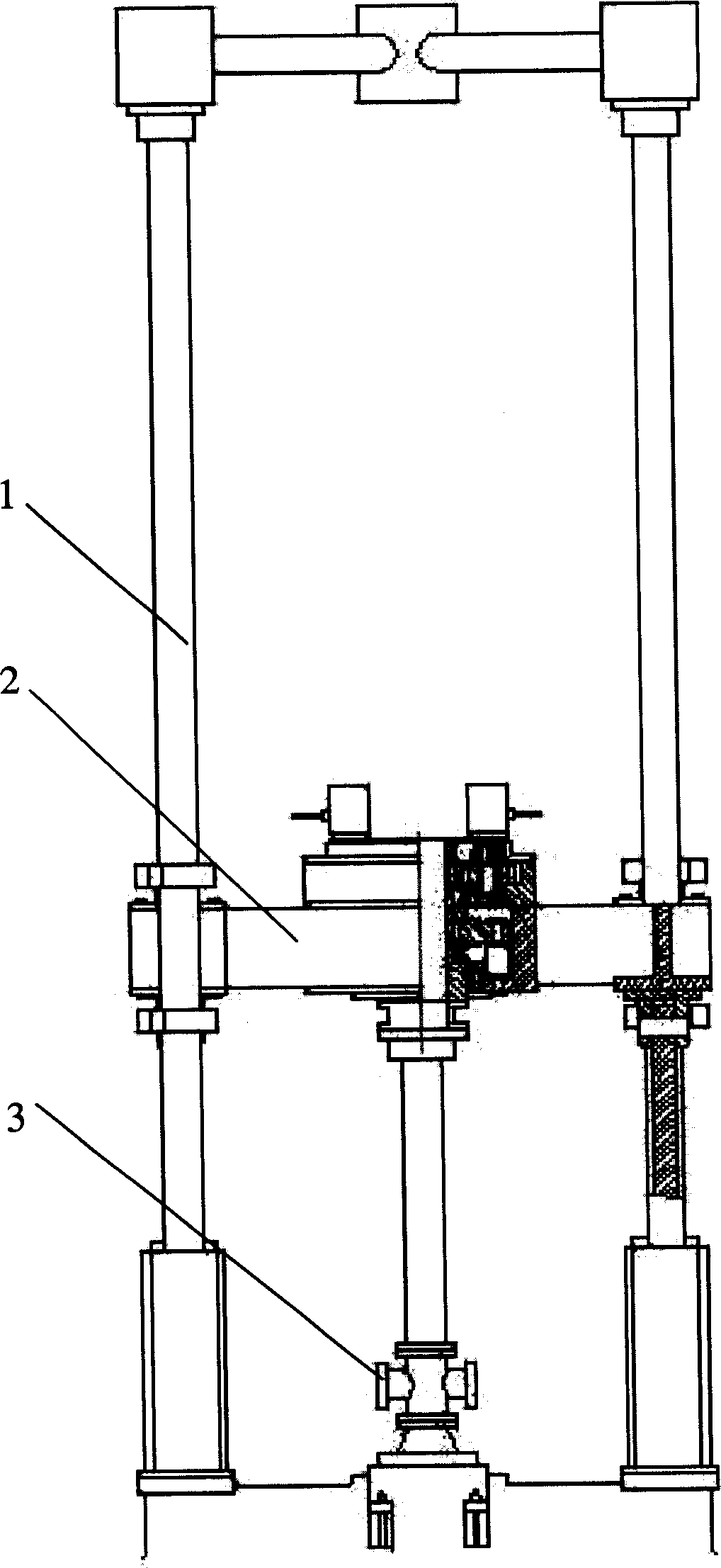 Feedback regulator and process of large load, double hydraulic cylinder and cychronous operation