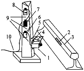 Rail settlement on-line monitoring device and method based on line detection