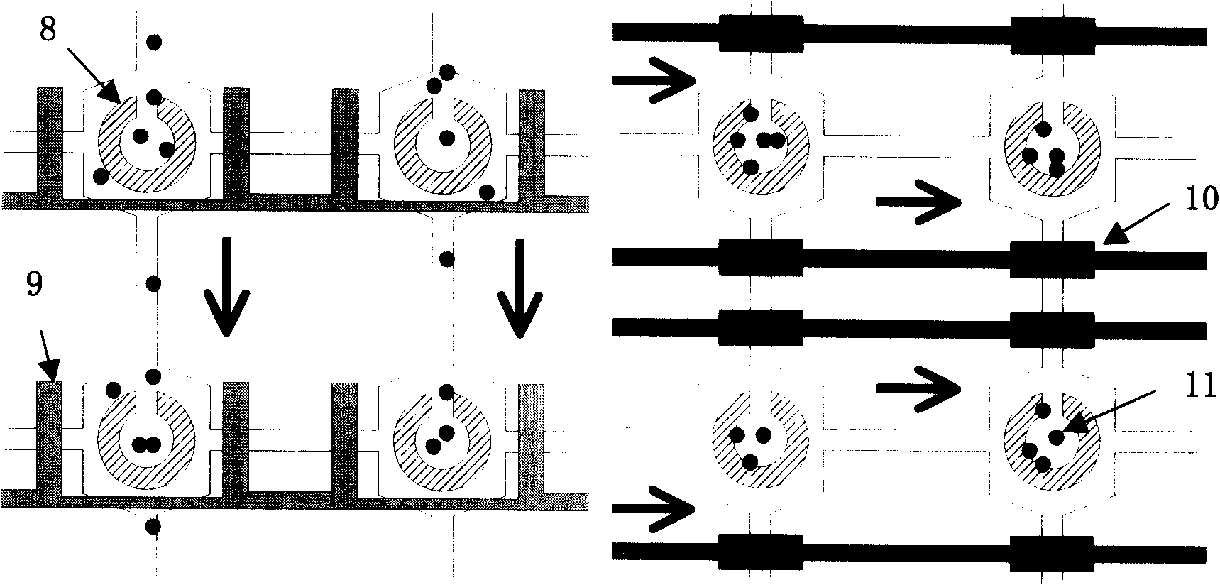 Microfluidic cell array chip for high-throughput medicament screening, method and use