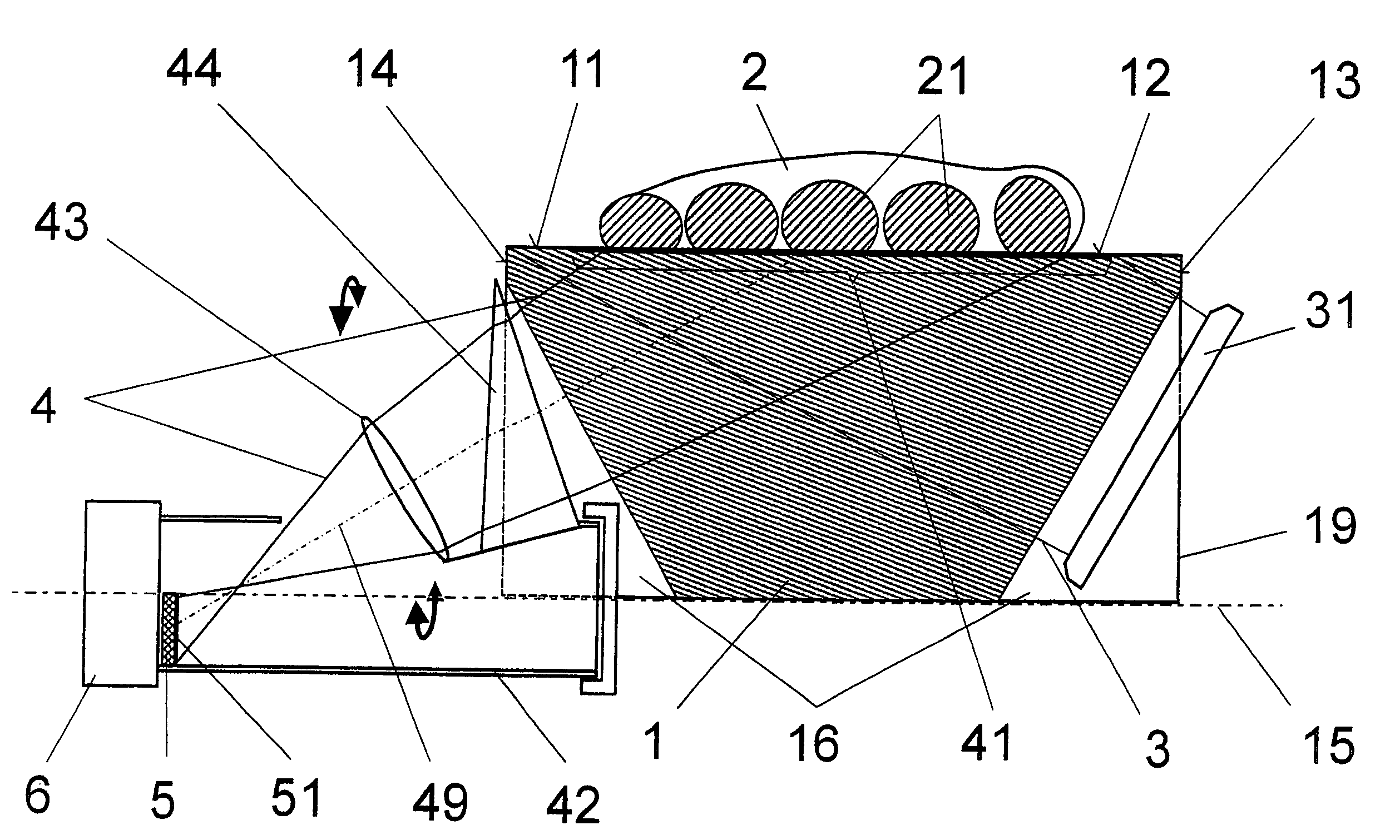 Arrangement for the optoelectronic recording of large-area fingerprints