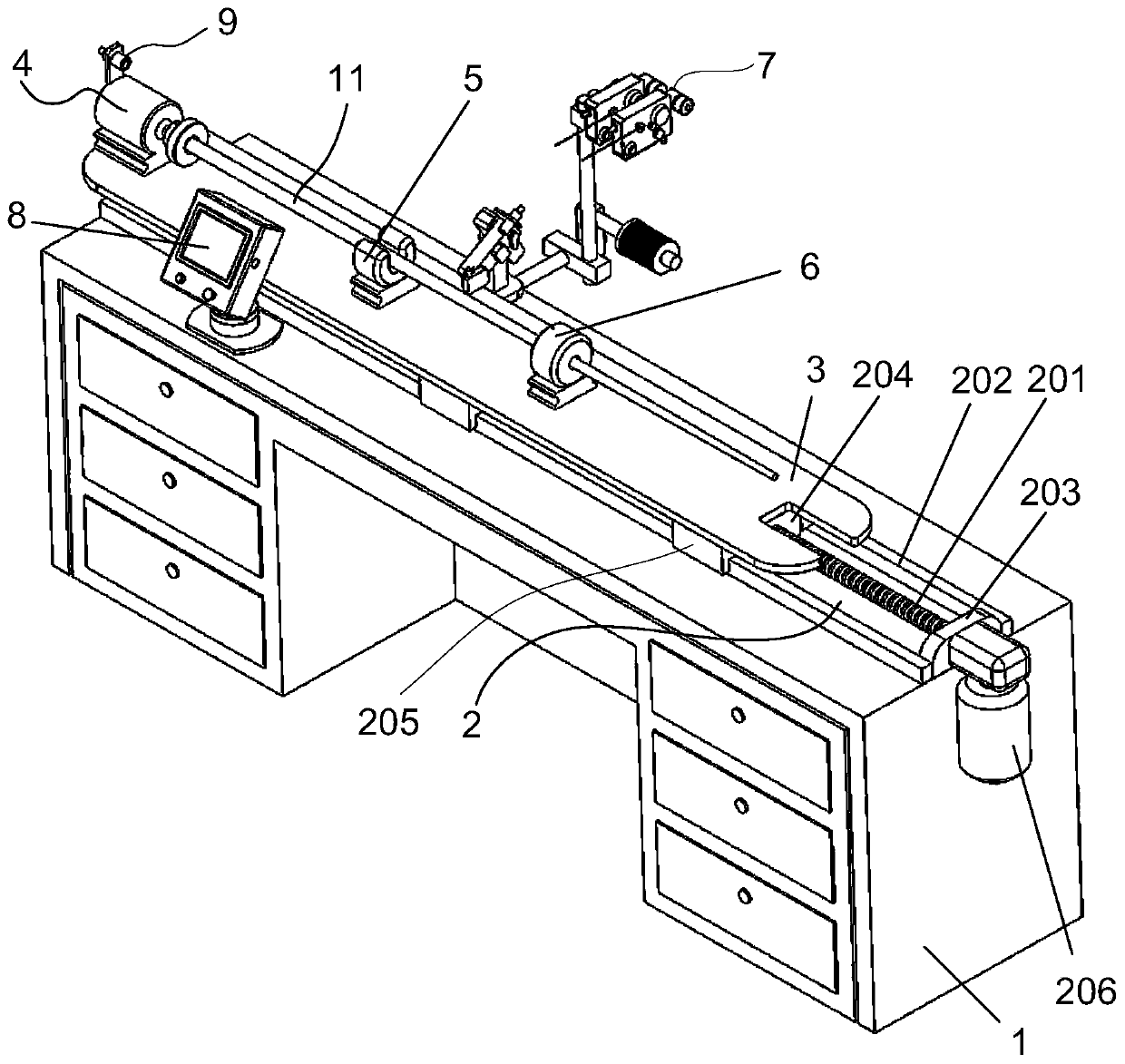 Automation equipment used for line winding procedure during fishing pole production