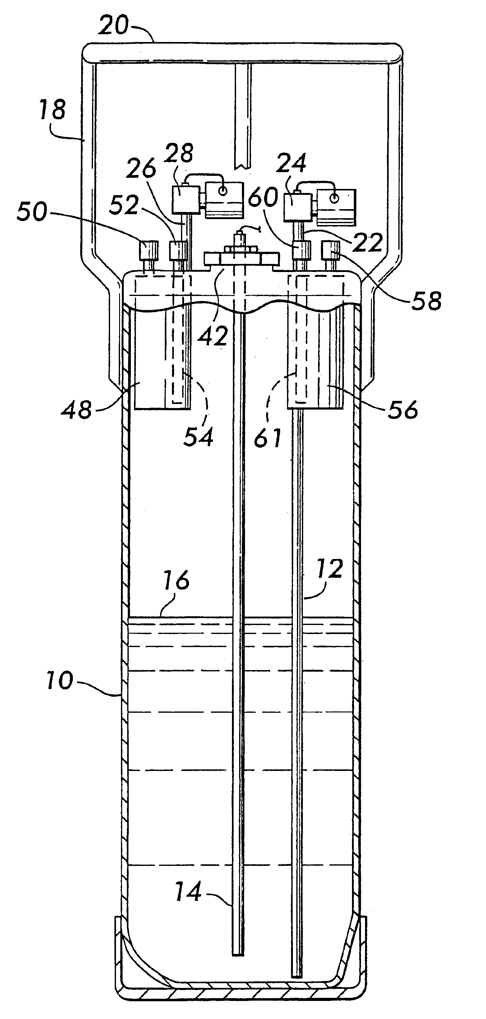 Multiple contents container assembly for ultrapure solvent purging