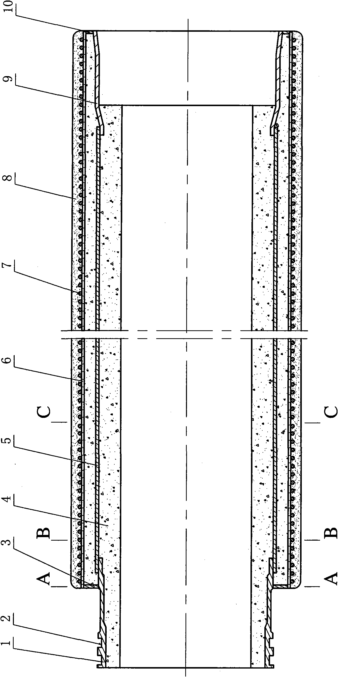 Prestressed steel cylinder reinforced concrete pipe with steel socket and spigot