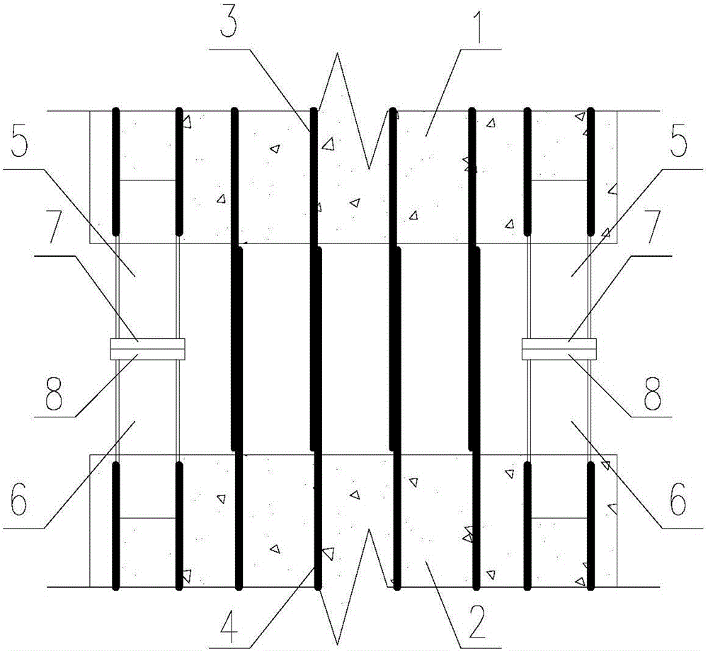 Assembly type prefabricated shear wall horizontal abutted seam type steel welding connecting device