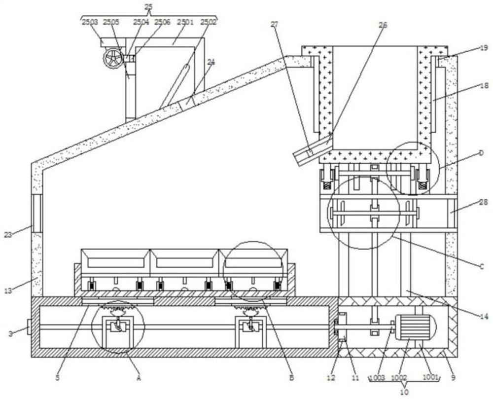 Circulating raisin winnowing device and method based on power swaying and power shaking